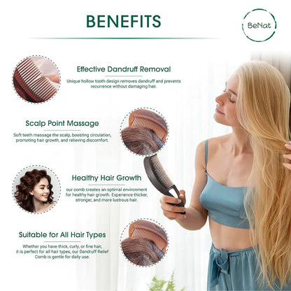 Dandruff Comb Hairbrush for Exfoliating, Massage, and Oil Buildup Removal (Women, Men, Kids)