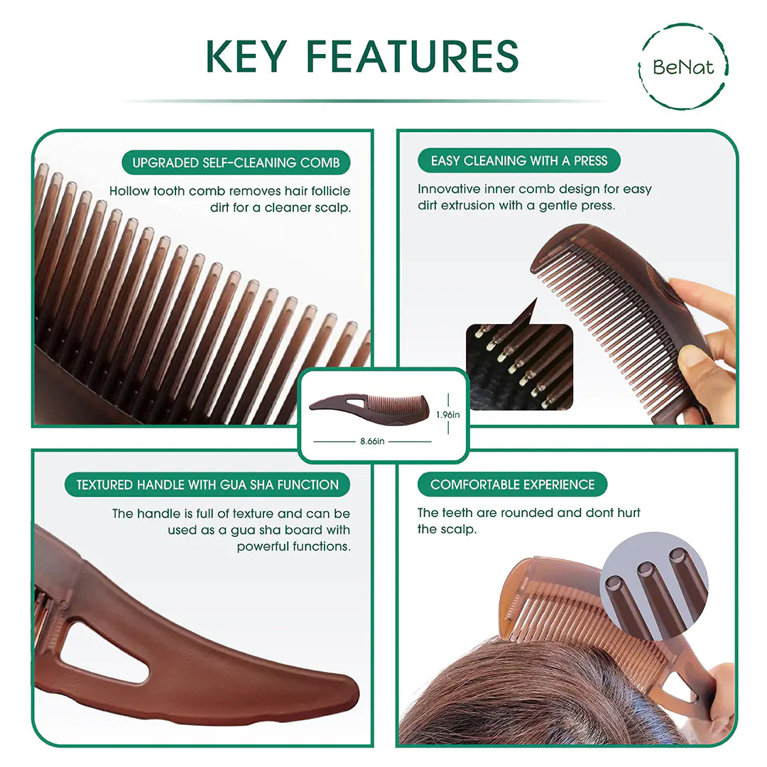 Dandruff Comb Hairbrush for Exfoliating, Massage, and Oil Buildup Removal (Women, Men, Kids)