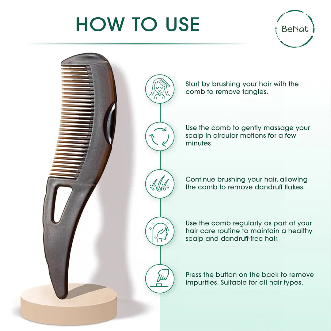 Dandruff Comb Hairbrush for Exfoliating, Massage, and Oil Buildup Removal (Women, Men, Kids)